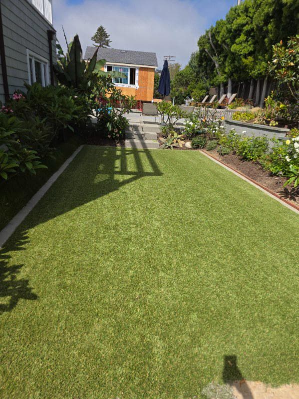 Picture of newly installed turf in a residential neighborhood